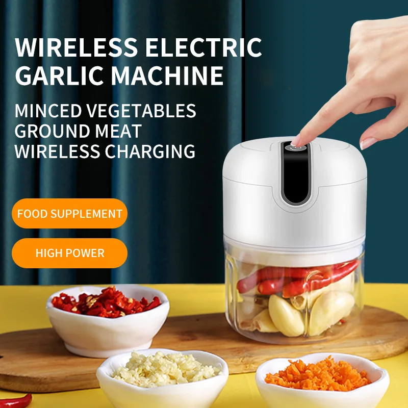 

Usb Rechargeable Garlic Masher Machine Press Switch Sturdy Durable Mini Garlic Chopper Electric Vegetable Crusher Crushed Ginger