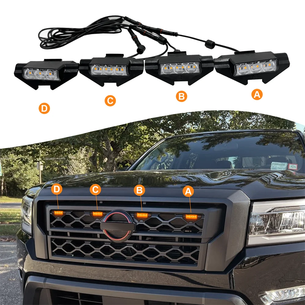 Фото Светодиодные фонари для передних решеток Nissan Frontier D40 2022-2025: желтые/белые, автоаксессуары №3