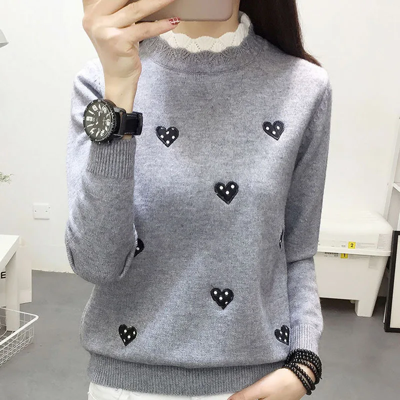 

Autumn Winter Women Sweaters And Pullovers Korean Style Long Sleeve Sweaters Black