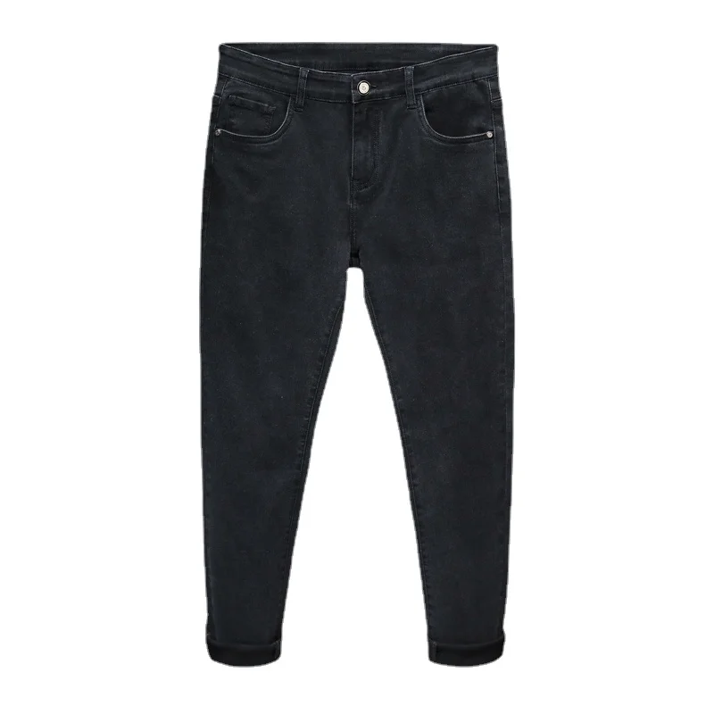 

Джинсы мужские приталенные, модные брюки из денима, Повседневная Уличная одежда, черные Синие Серые