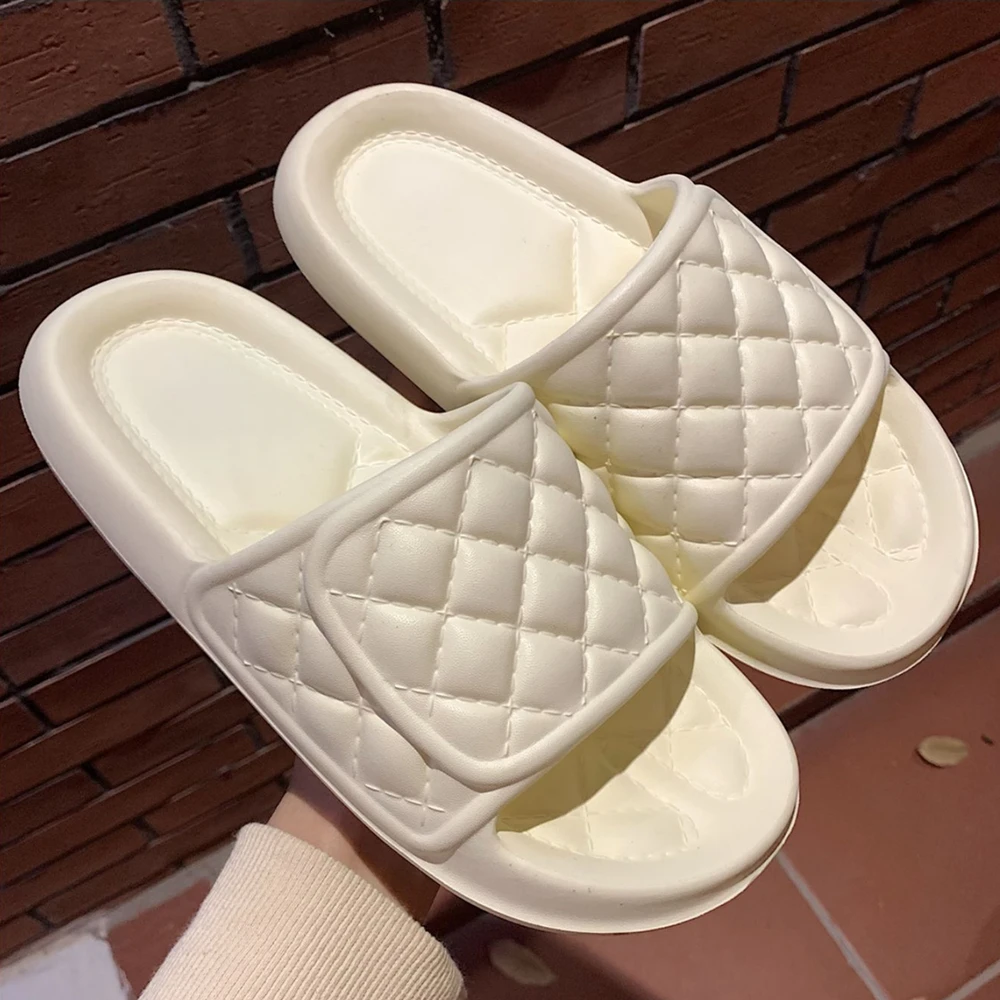 Шлепанцы для мужчин и женщин Уличная обувь на платформе с ромбовидной сеткой