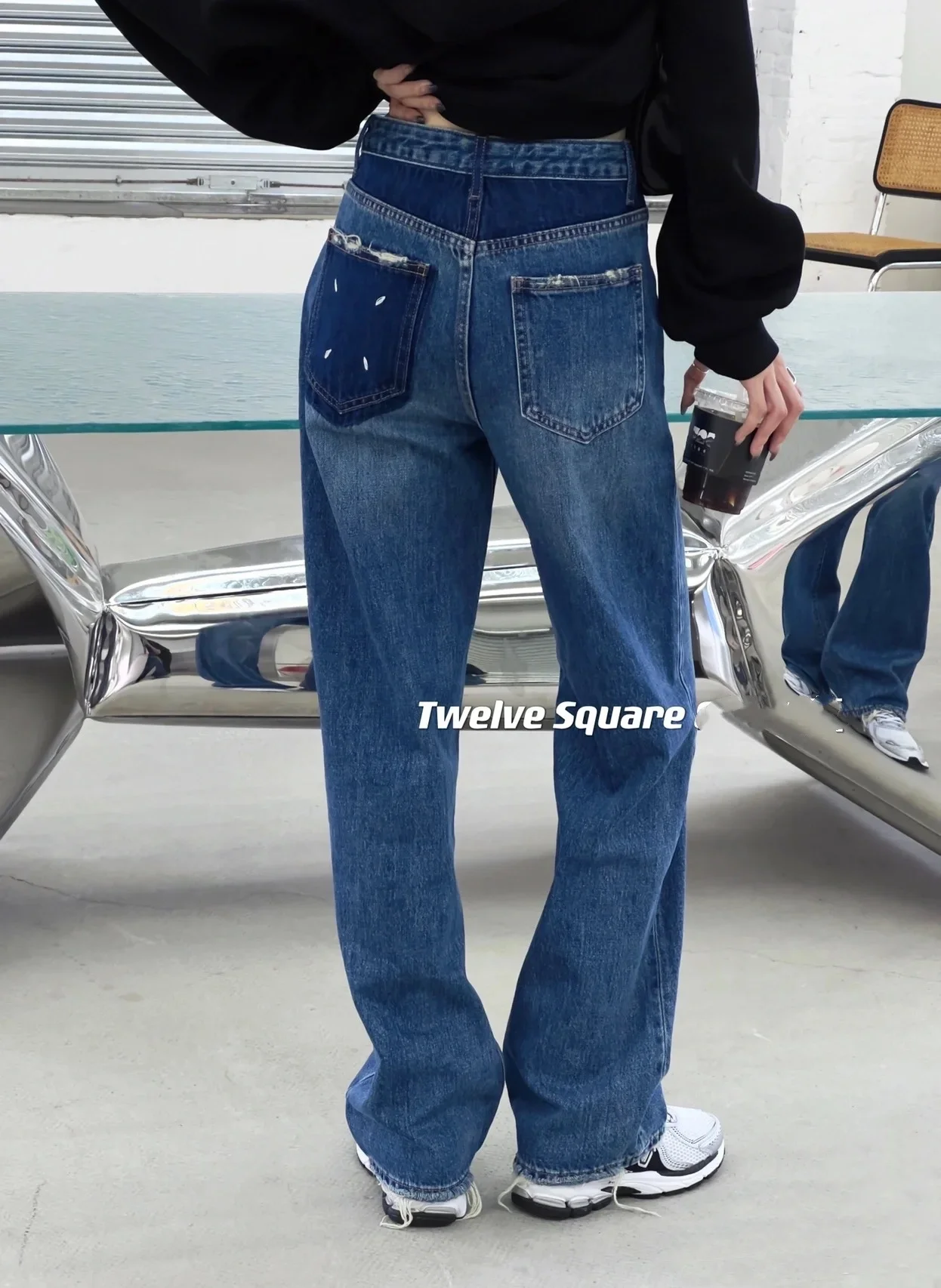 MMM6 Women 131627 Jeans Wide Leg Denim Cotton Casual LOOSE 4 Stiches Fashion Classic Trendy Luxury Designer Cloth