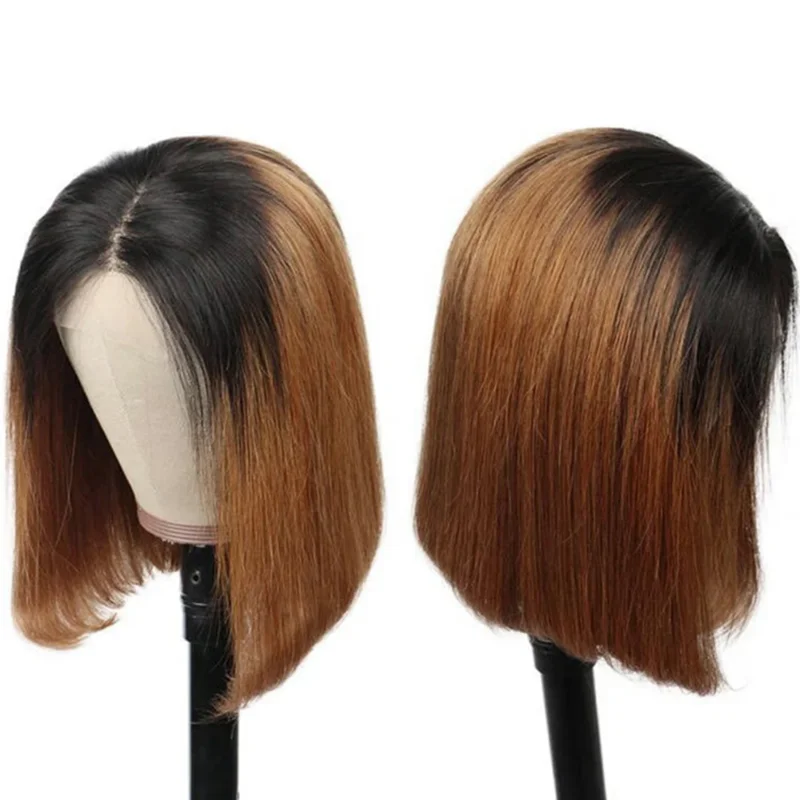 Парик из натуральных волос прямой боб кружевной парик Remy класс 4*4*1 текстура для