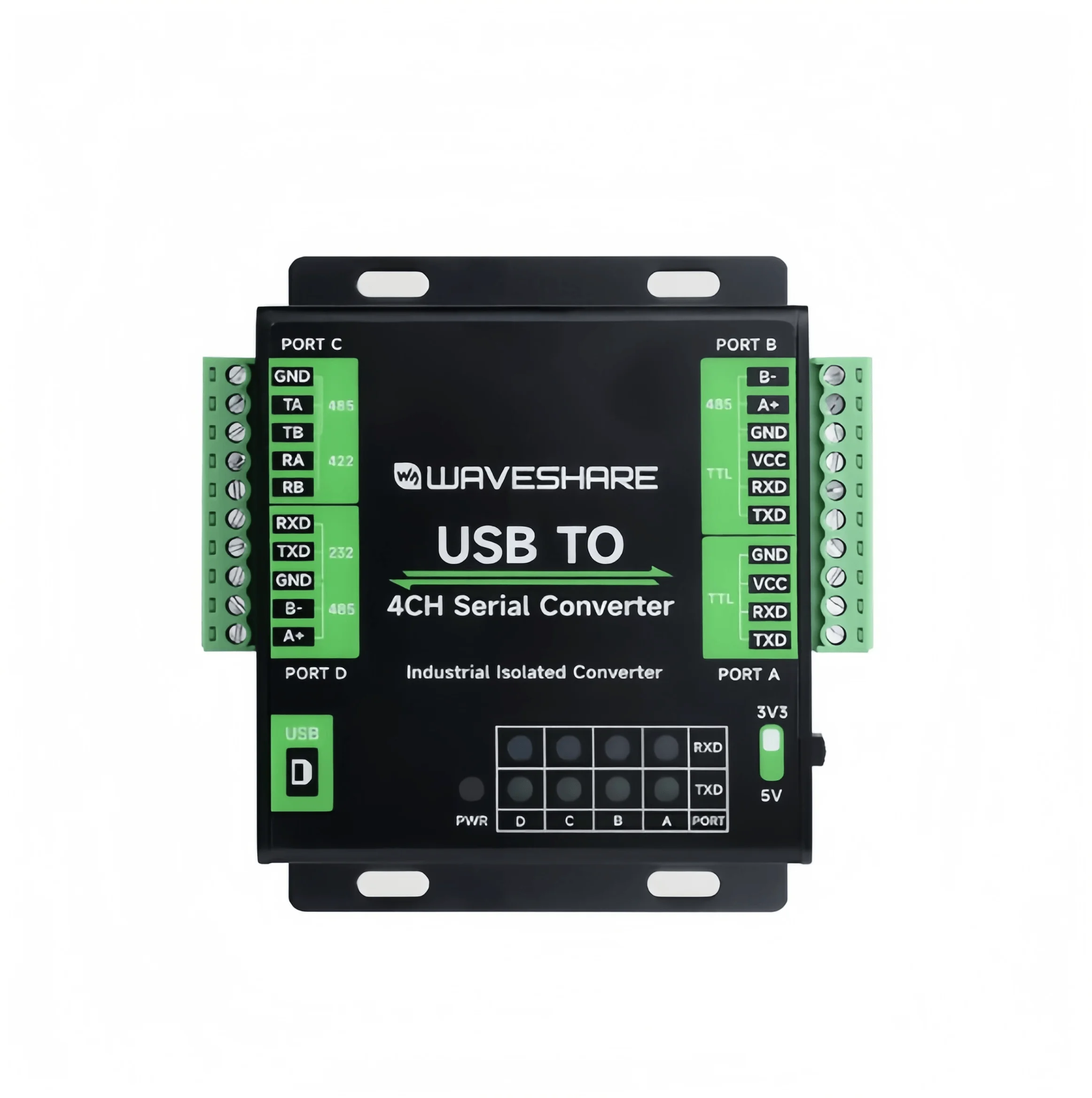 Фото Промышленный 4-канальный модуль последовательной связи USB-RS232/485/422/TTL (FT4232HL) №1