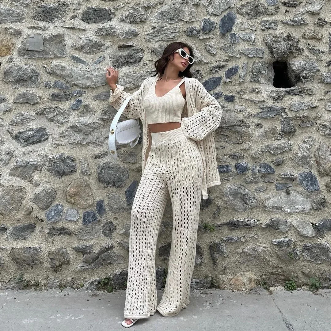 Сексуальный пикантный вязаный костюм в американском стиле женский