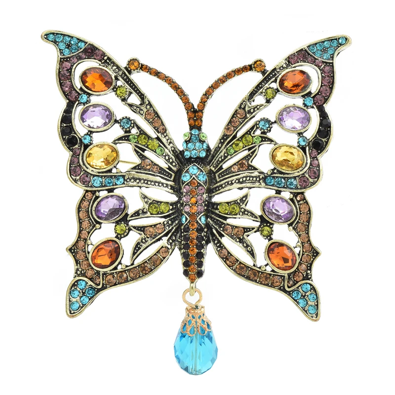 

Wuli&baby Big Luxury Butterfly Brooches For Women Unisex Vintage Rhinestone Insects Party Office Brooch Pins Gifts