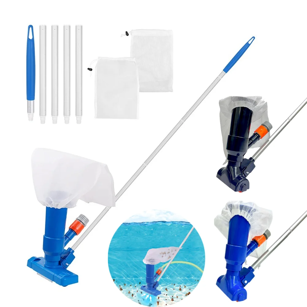 Portable Fountain Vacuum Brush Cleaner Accessories Swimming Pool Vacuum Cleaner Hot Spring SPA with 5 Section Pole Set