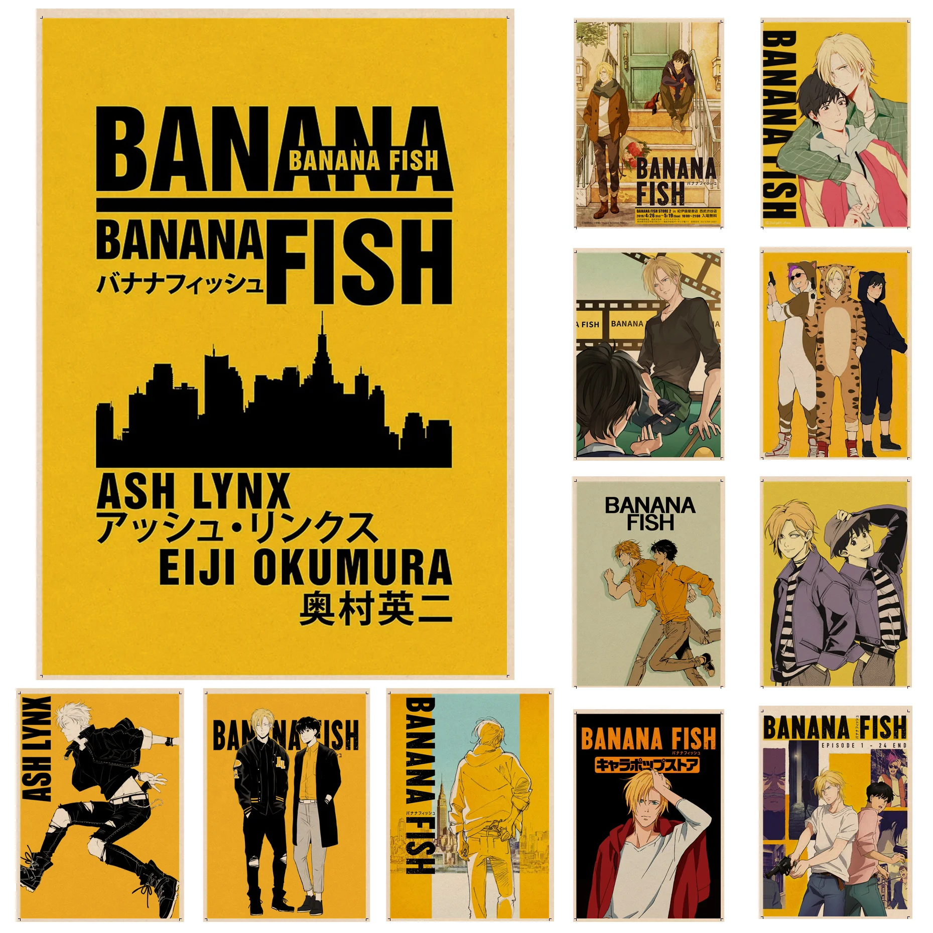 

Anime BANANA FISH Good Quality Prints and Posters Wall Art Retro Posters for Home Vintage decorative painting