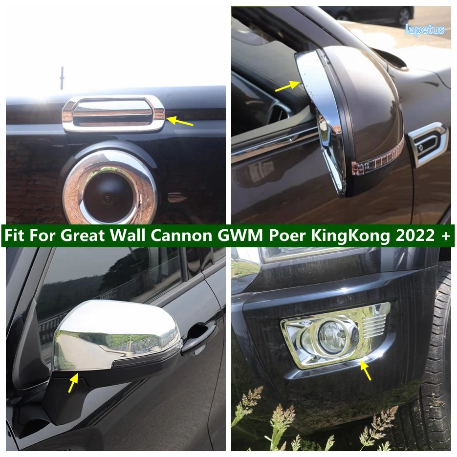 

Front Fog Lights / Rearview Mirror Cover Trim For Great Wall Cannon GWM Poer KingKong 2022 2023 Car Chrome Exterior Accessories