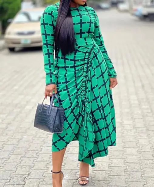 

Модные женские платья, Новинка осени 2023, повседневное облегающее асимметричное платье с длинным рукавом и принтом, Универсальные женские юбки