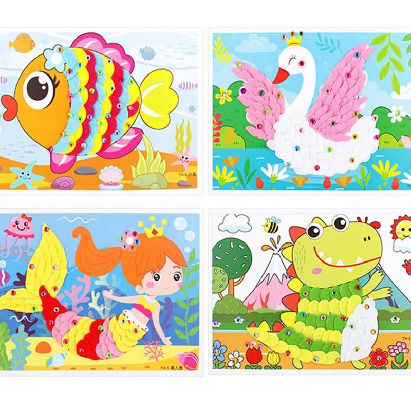 

Children Handmade Non-woven 3D Stickers Make DIY Paste Material Package Kindergarten Arts And Crafts Creative Educational Toys