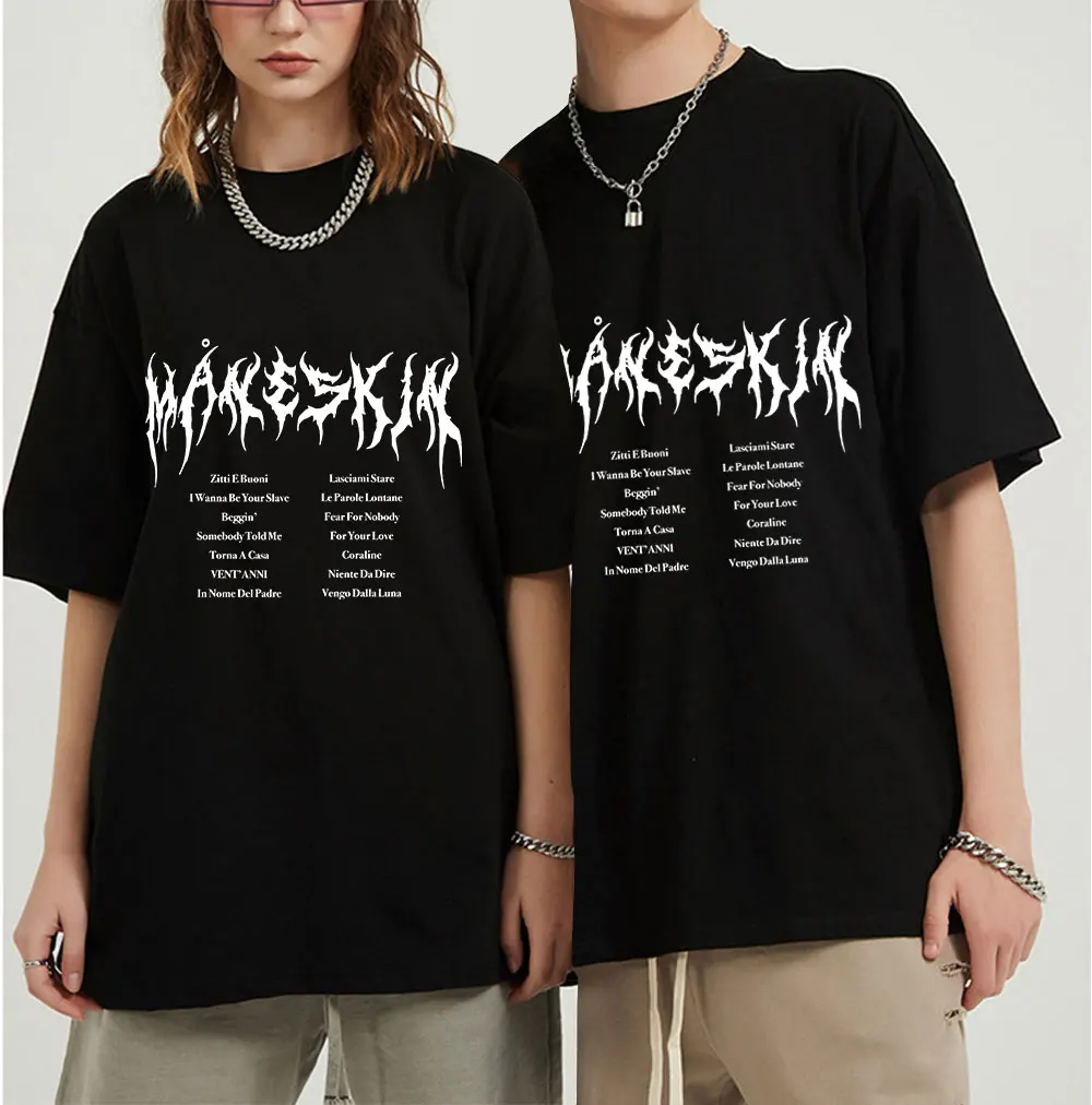

Men T Shirts Maneskin Print T Shirt Summer Holiday Street Graffiti Style Men Casual T-shirt Novelty Hip Hop Streetwear Tops