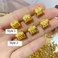 1pcs real 24k yellow gold pendant 3d hard gold six sutra tube beads diy make bracelets mens jewelry upscale gift