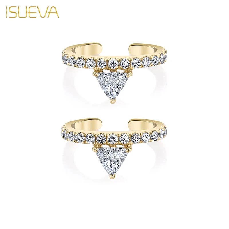 

ISUEVA Gold Plated Clip Earrings for Women Fake Piercing Exquisite Zircon Ear Cuff Women's Earrings 2023 Jewelry Wholesale