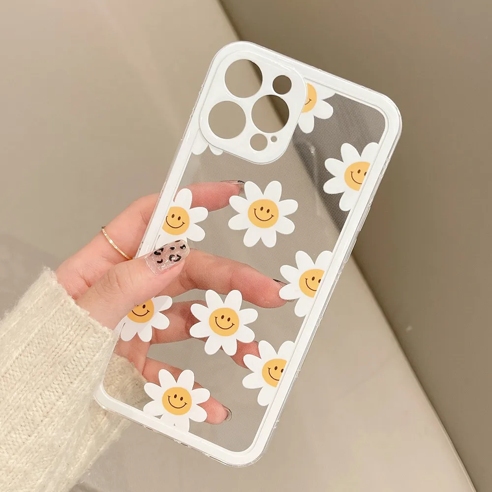 

Flowers Daisy Smile Phone Case For Samsung A52S 5g Case A53 A52 A13 A22 A12 A51 A50 A72 A21S S21 S22 Ultra S20 FE Clear Cover