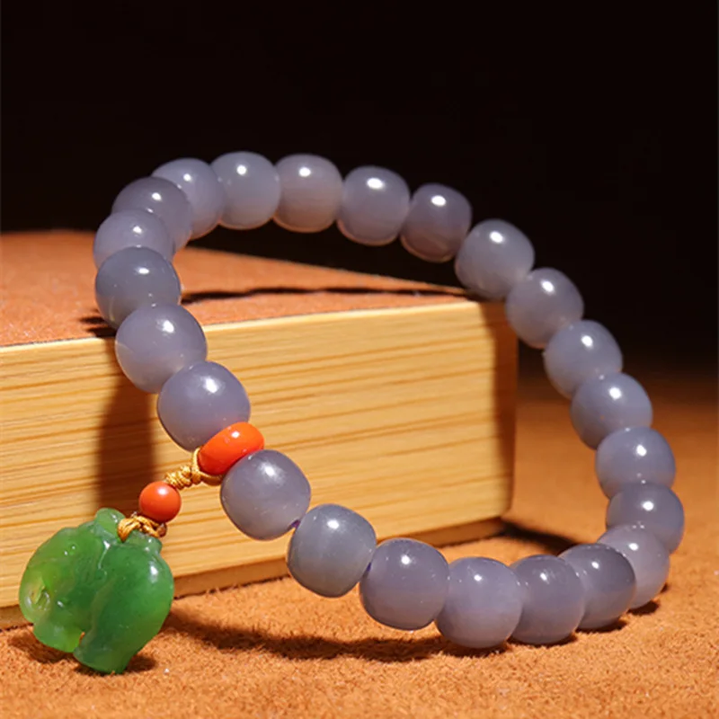 

Натуральный дымчатый фиолетовый нефритовый браслет Hetian, Винтажные Украшения «сделай сам», подвеска в виде слона, Южно-красный агат, перегор...