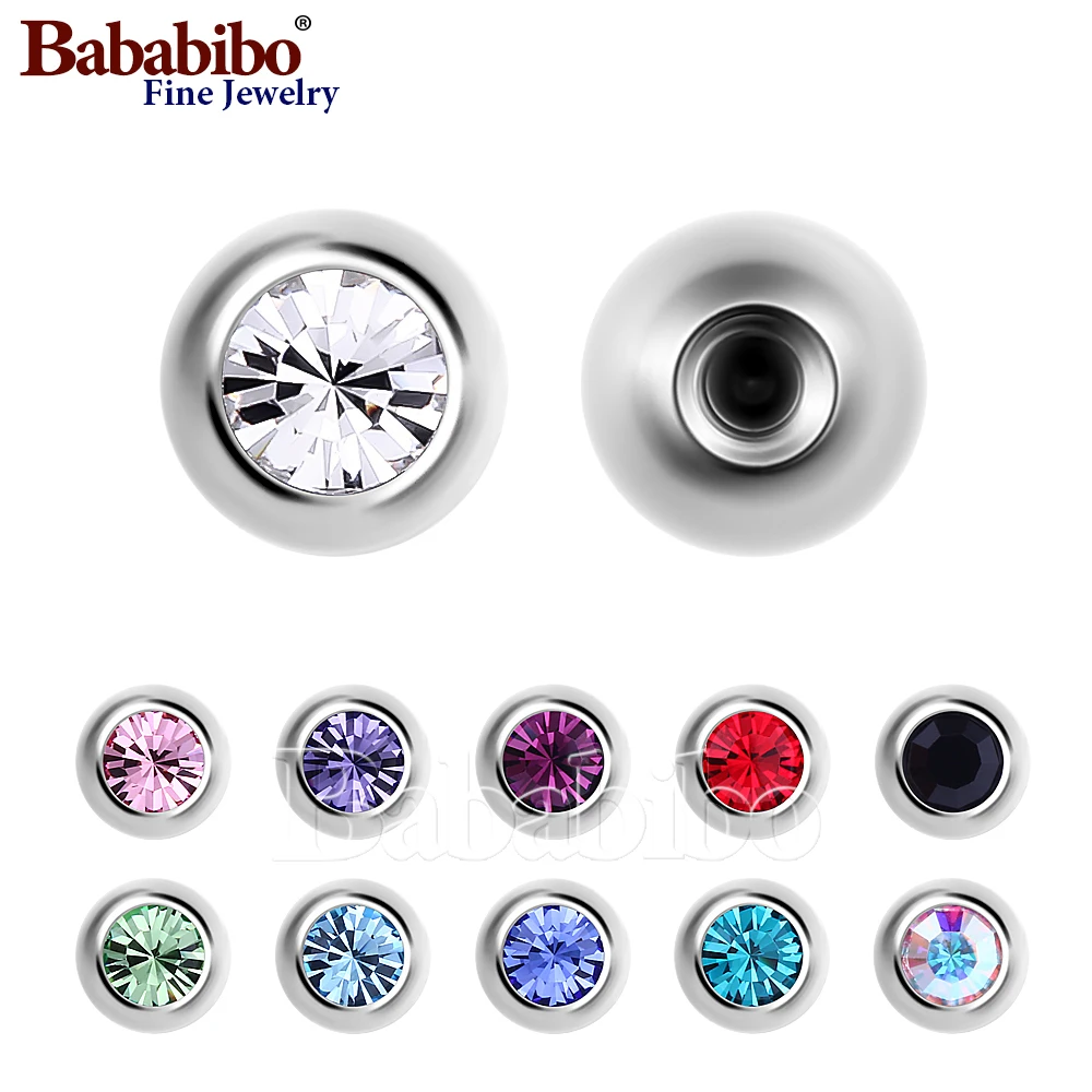 

10pc Titanium Replacement Spare 14g 16g 1.6mm 1.2mm Balls with Cubic Zirconia Labret Barbell Bar Piercing Attachments