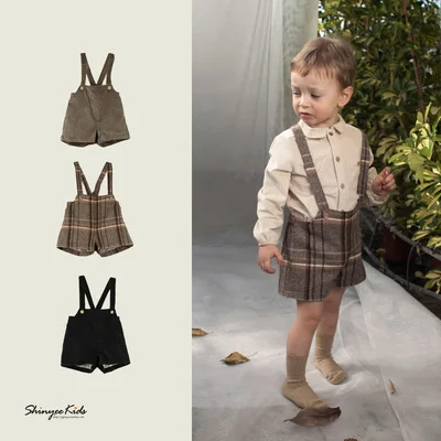 

Jumpsuit Summer Spring Autumn Thanksgiving Corduroy Shorts Boys Girls Vintage Kids Velvet Poplin Shorts Overalls For Kids 1-6Y