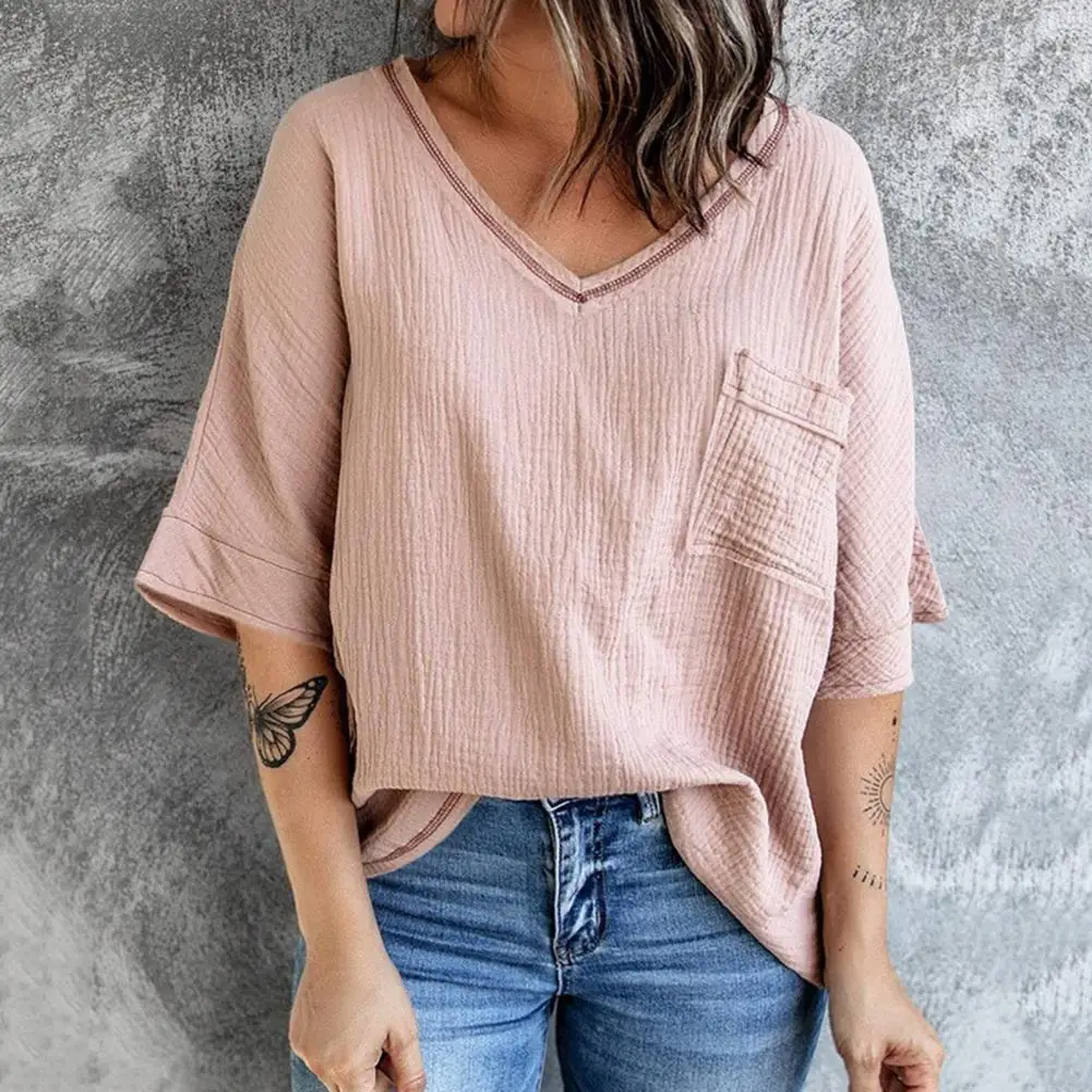 

Женская футболка с карманами, элегантные женские футболки, уличные женские мягкие топы с защитой от выцветания