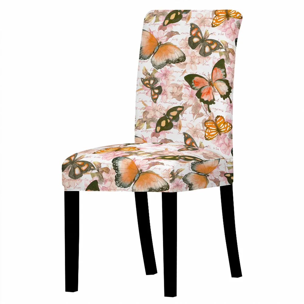 

Colorful Butterfly Print Stretch Chair Cover High Back Dustproof Home Dining Room Decor Chairs Living Room Lounge Chair Chairs