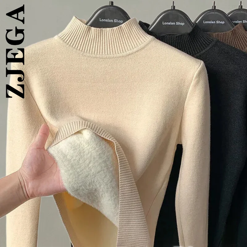 Новая Вязаная водолазка Zjega женский свитер джемпер базовые свитера женские
