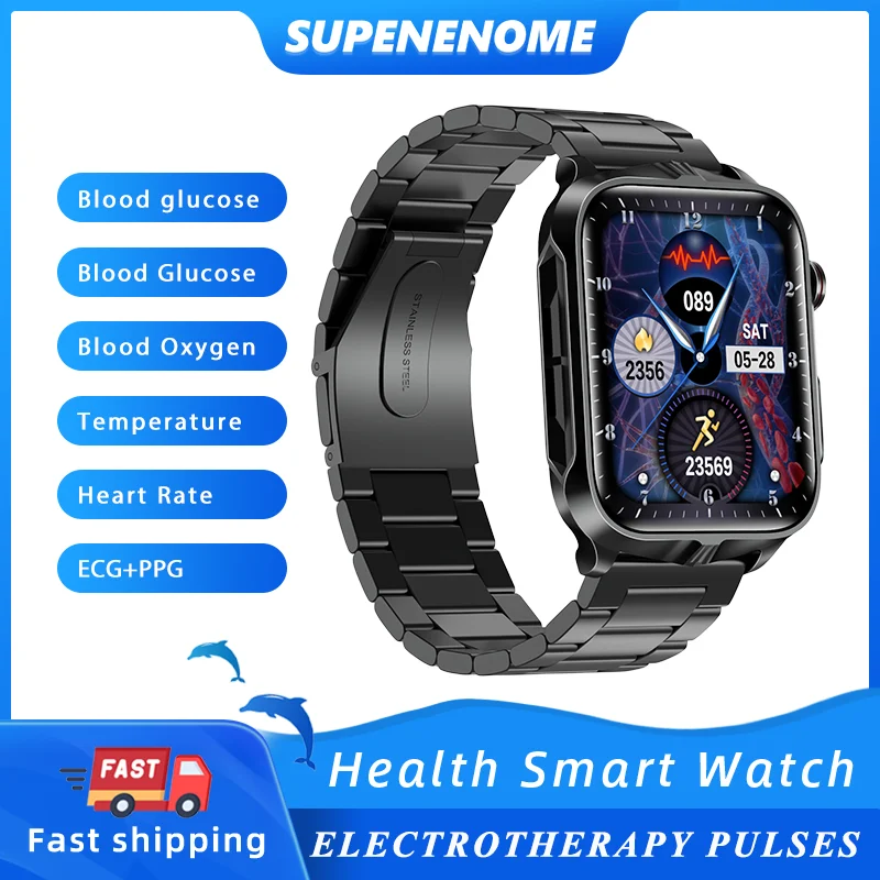

2023 New Smartwatch Blood Sugar ECG+PPG Monitoring Blood Pressure Body Temperature Health Pulse Electrotherapy Smart Watch
