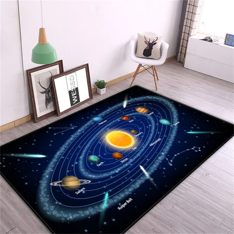 

3D Solar System Doormat Room Carpet Space Planet Rug for Boy Bedroom Anti-slip Mat Bathroom Home Decor Play Crawling Floor Mat
