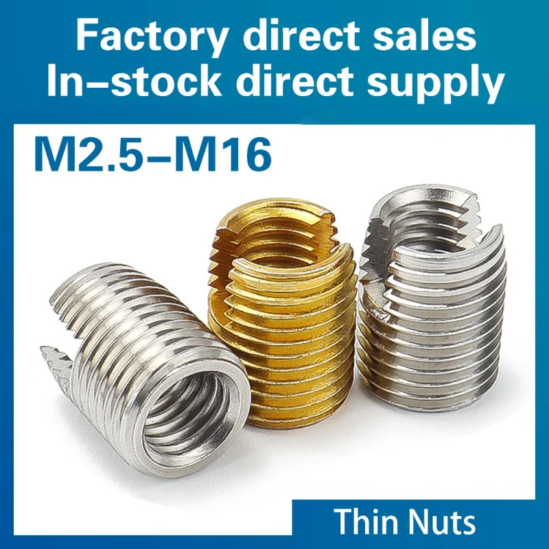 

2/ 5/ 10pcs M2 M2.5 M3 M4 M5 M6 M8 ~M16 Galvanized/ Stainless Steel Thread Repair Insert Slotted Self-tapping Screw Sleeve Nuts