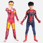 костюм железного человека безумный азарт косплей хэллоуин одКостюм супергероя Мстителей, ХалкЧеловек-паукКапитан АмерикаЖелезный человекВеном, Детский костюм для косплея, маска для вечеринки на Хэллоуин, комбинезон