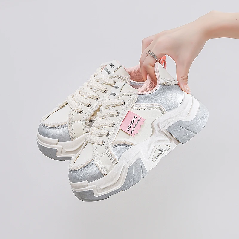 Женская повседневная обувь на платформе модные уличные кроссовки в корейском