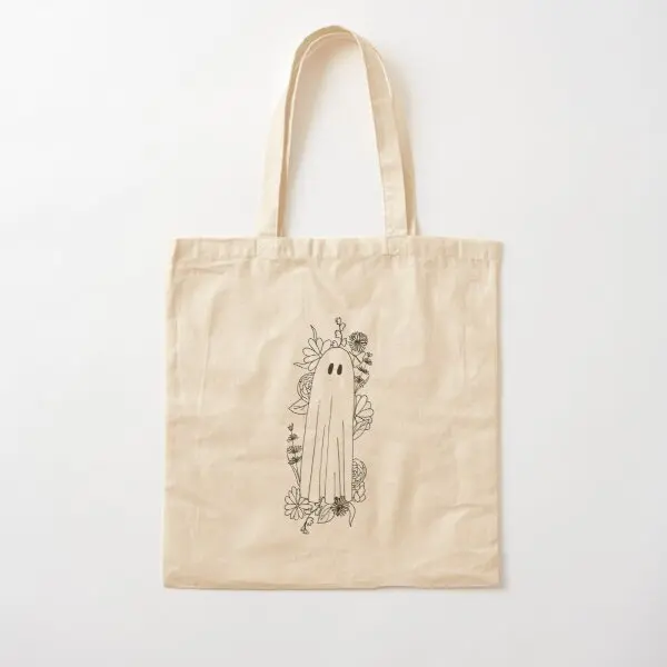 

Ghost In Flowers Cotton Canvas Bag Shoulder Bag Shopper Casual Reusable Grocery Foldable Unisex Tote Women Fashion Designer