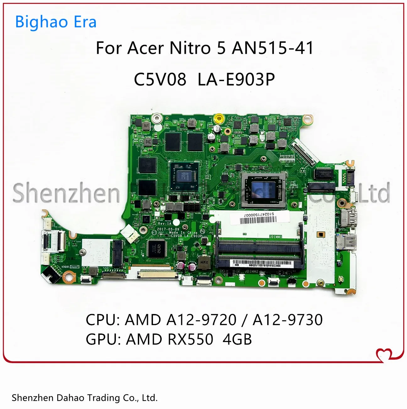 

Материнская плата для ноутбука Acer, задняя панель, модель C5V08, материнская плата с процессором AMD A12, RX550, 4GB-GPU, 100% полностью протестирована
