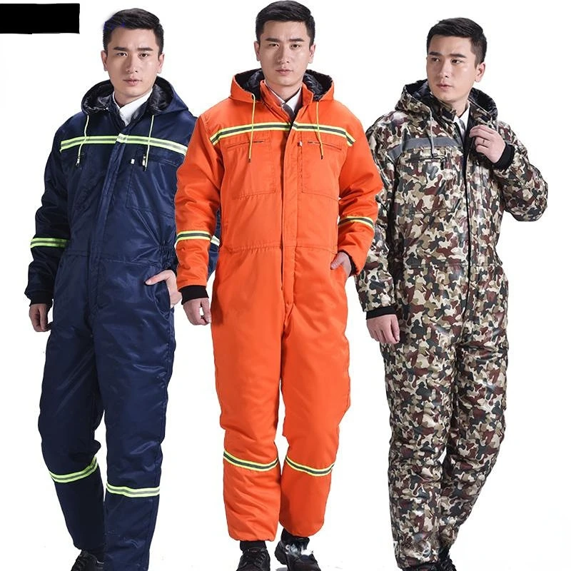 

Мужской зимний комбинезон с хлопковой подкладкой, плотный теплый цельный комбинезон для работы и инструментов, комбинезон с защитой от холода и карманами, пыленепроницаемый комбинезон для авторемонта