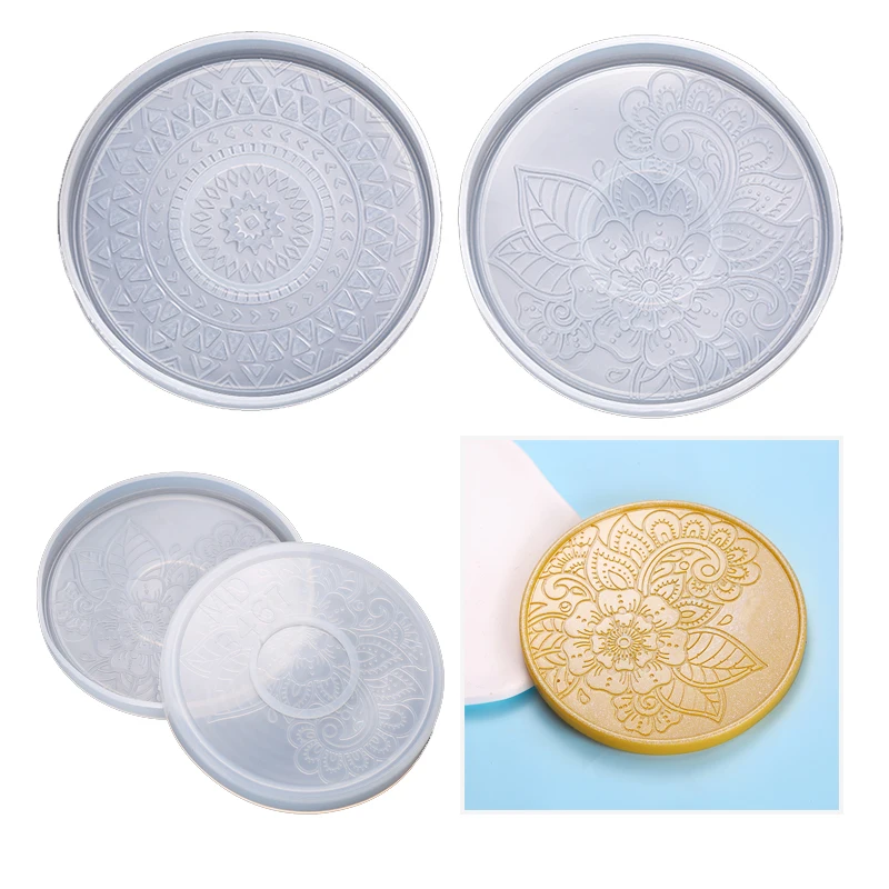 

Mandala Coaster Round SIlicon Cup Tray Mat Mould Flower UV Epoxy Resin Crystal Mold For DIY Crafts Home Decor Casting Tools