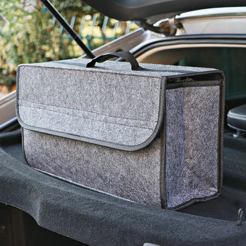 

Trunk Organizer Soft Felt Storage Box Large Anti Slip Compartment Boot Storage Organizer Tool Bag Car Storage Bag Organizer