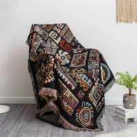double side boho sofa cover jacquard knitted blanket multi functional tapestry bed outdoor woven blanket with tassels