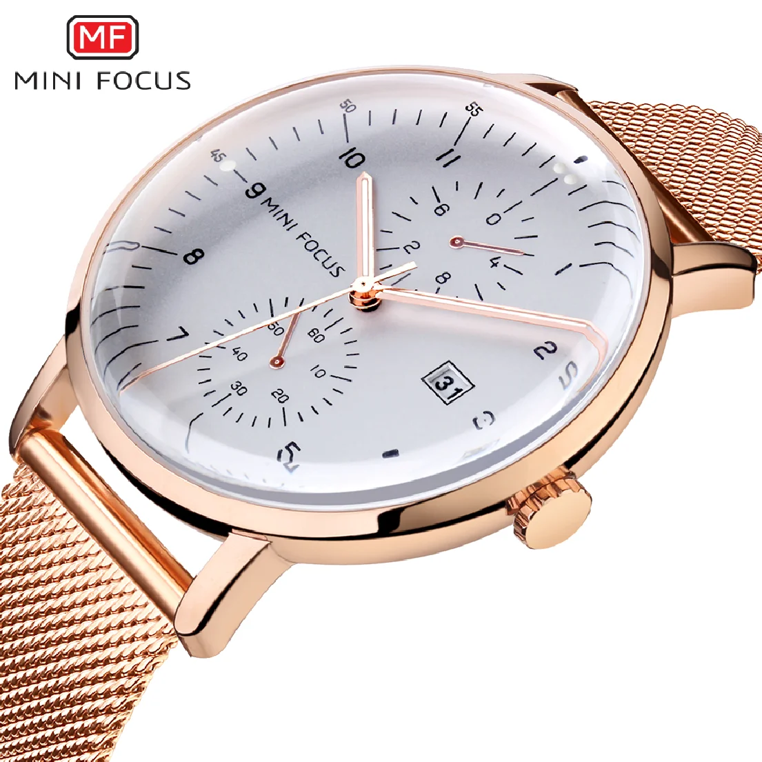 

MINI FOCUS Luxury Brand Men's Watch Fashion Casual Quartz Watches Stainless Steel Mesh Belt Wristwatches Waterproof Clock Man