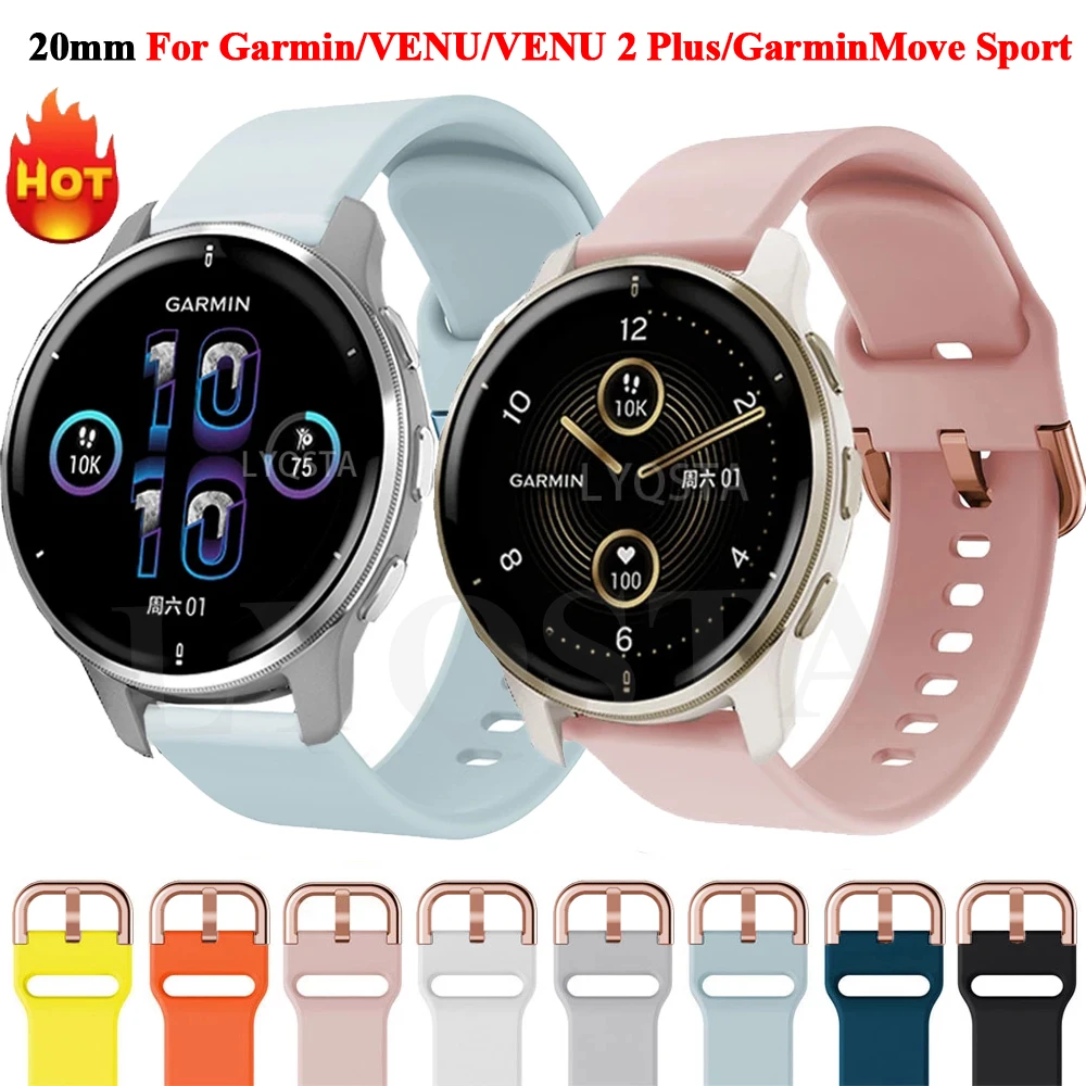 

Silicone Watchband Strap For Garmin Venu/SQ/Venu2 Plus/Forerunner 245 645 GarminMove Sport Smart Watch Bracelet Wristband Correa