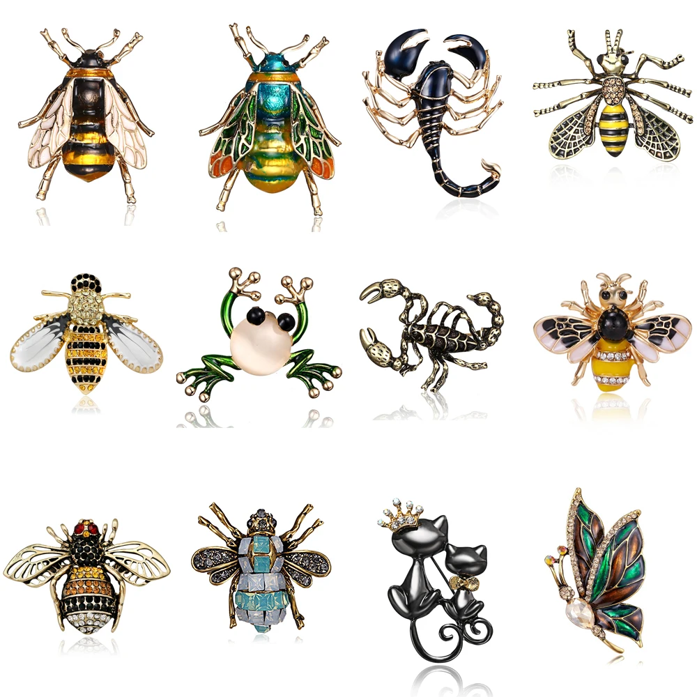 

Fashion Enamel Insect Series Brooches Women Men Delicate Little Bee Brooch Crystal Rhinestone Brooch Pin Jewelry Gifts Wholesale