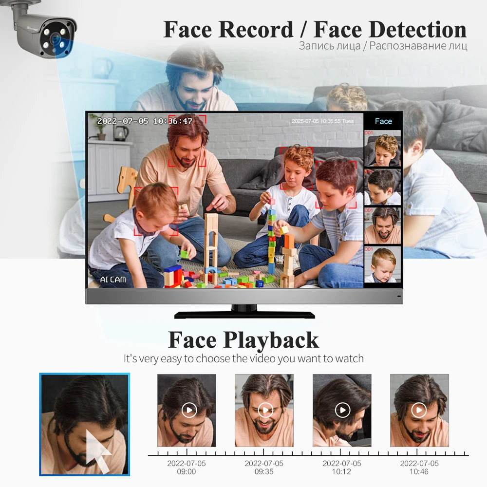Techage 8CH 5MP POE NVR IP Camera System AI Human Detected Two-way Audio Outdoor Security Camera Set CCTV Video Surveillance Kit