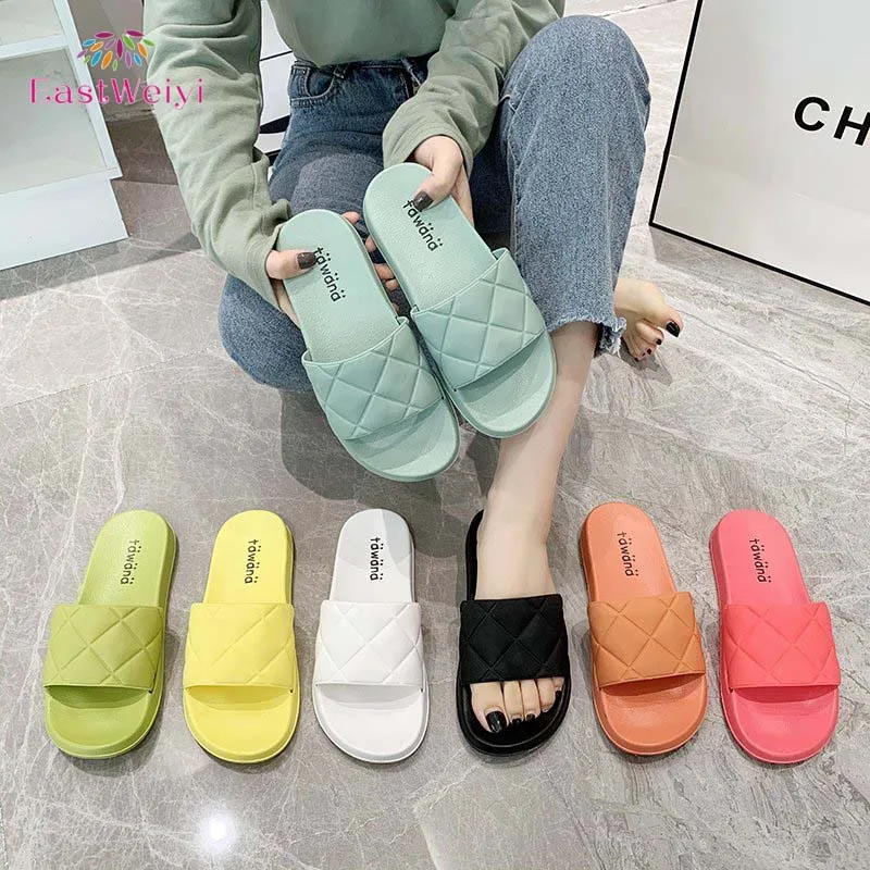 New Youpin Spring and summer casual soft bottom one word solid color beach slippers indoor slippers fashion women's shoes