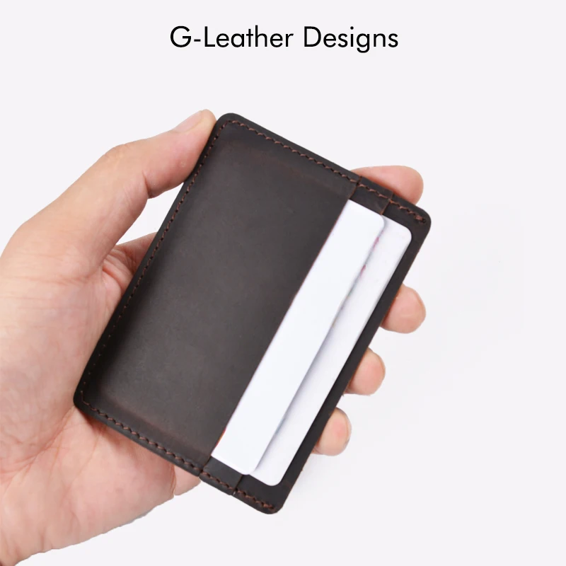 Genuine Leather Men Card Holders Cases Vintage Crazy Horse Leather Business Credit Card Wallet