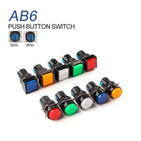 16mm ab6 58 pin push button switch with light 3a250v round and square small self locking self resetting power start switch