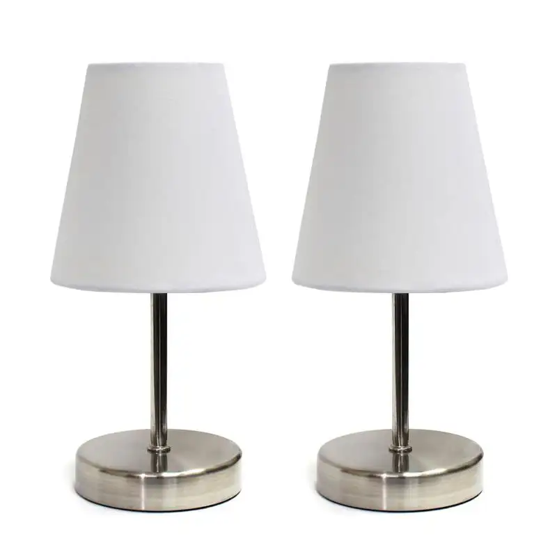 

Nickel Mini Basic Table Lamp with Fabric Shade 2 Pack Set Mushroom Light painting Lampara recargable End table for bedroom Rice