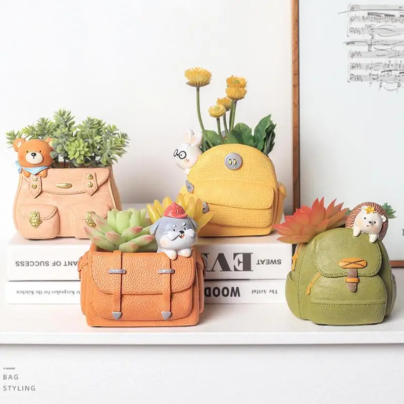 

Animal Planter Decorative Resin Flower Pot with Drainage Holes Indoor Planters for Balconies Windowsills Bookshelves Desks