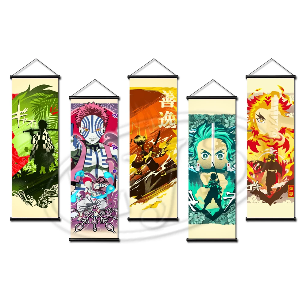 

Scroll Canvas Demon Slayer Picture Home Agatsuma Zenitsu Posters and Prints Kamado Tanjirou Decoration Wall Hanging Paintings