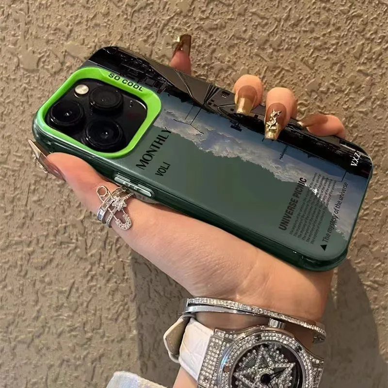 Модный пейзажный чехол для телефона IPhone 15 14 13 12 11 Pro Max X XR XSMAX 8 7 Plus T-ThomS Candy матовая