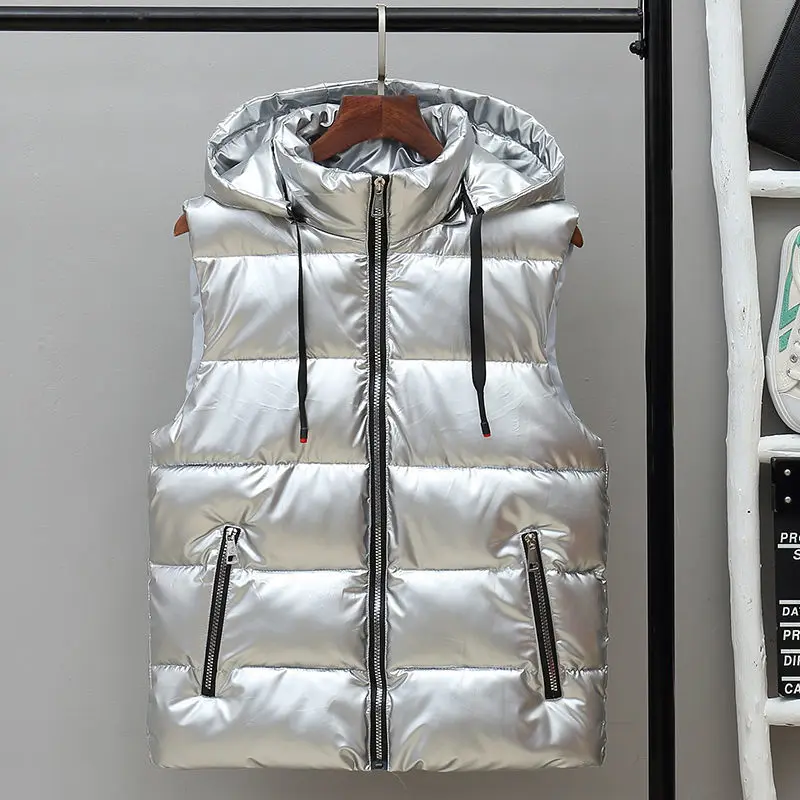 

2022 New Thicken Vest Men Autumn Winter Warm Hooded Cotton-Padded Hooded Solid Color Waistcoat 4XL Y640