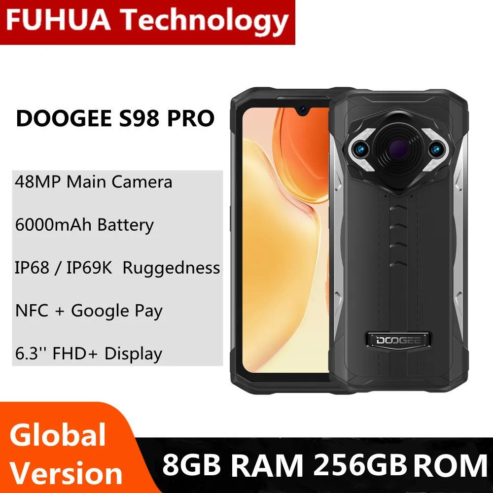 

DOOGEE S98 Pro 8GB+256GB Rugged Phone 6000mAh Thermal Imaging Camera Phone 6.3'' FHD+ 20MP Night Vision Helio G96 Cellphone