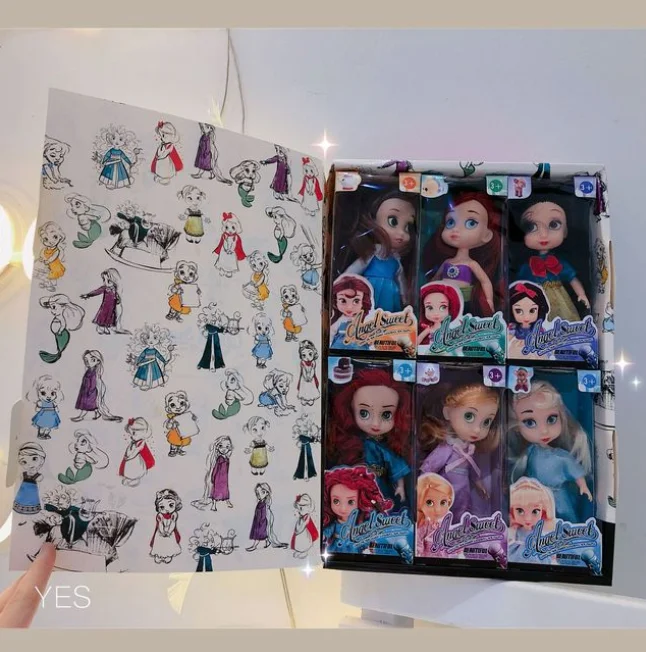 

6pcs/set AngelSweet Princess Fairy Dolls Snow White Little Mermaid Anna Elsa Doll Action Figure Toy